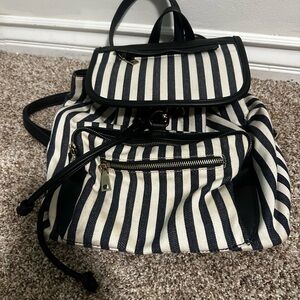 Striped Black and White Backpack